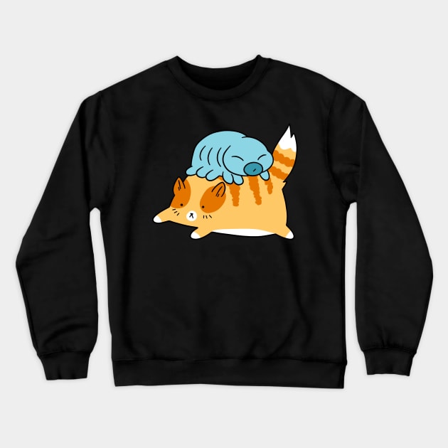Waterbear and Orange Tabby Cat Crewneck Sweatshirt by saradaboru